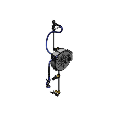 T&S Brass B-7122-C01XS3 Enclosed 30' SS Hose Reel System - Exposed Piping & Spray