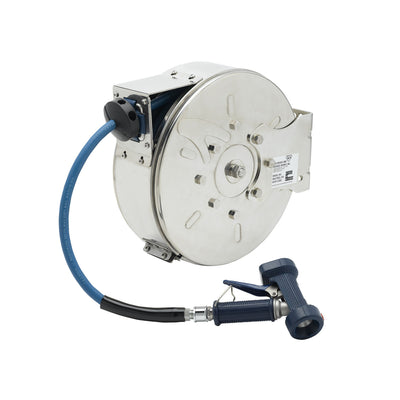T&S Brass B-7122-C02 Enclosed SS Hose Reel - 30' Hose w/ Rear Trigger Gun