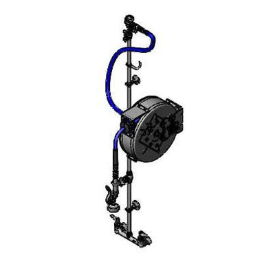T&S Brass B-7122-C1MXS2EFH Enclosed 30' SS Hose Reel System - Exposed Piping & Finger Hook