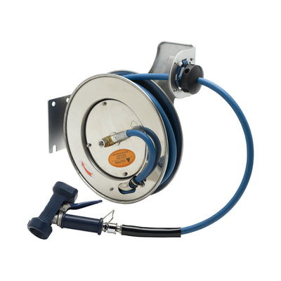 T&S Brass B-7132-02 Open SS Hose Reel - 3/8" x 35' w/ Rear Trigger Water Gun