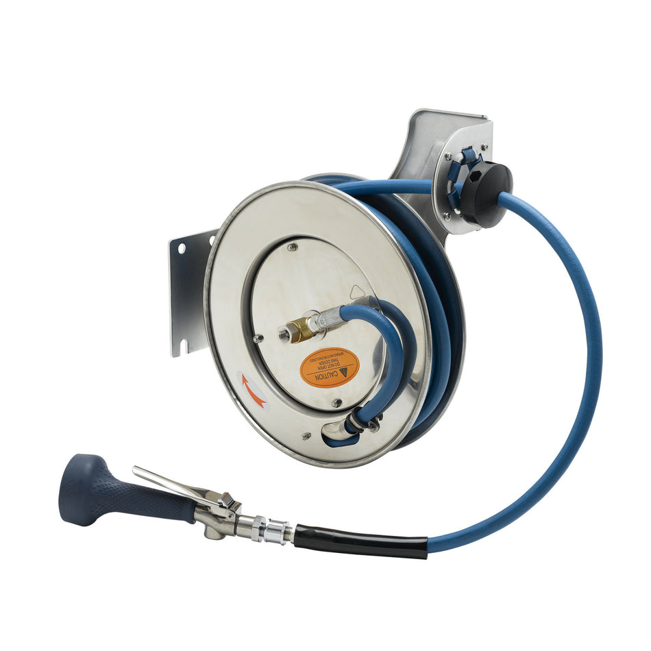 T&S Brass B-7132-08H Open SS Hose Reel - 3/8" x 35' w/ B-0108-H High Flow