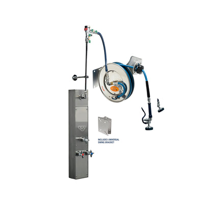 T&S Brass B-7132-U01WS8TC SS Hose Reel Surface Cabinet - 35' Reel & Ceramas (Top Inlets)