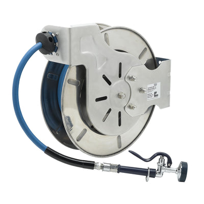 T&S Brass B-7133-01 Open SS Hose Reel - 1/2" x 35' w/ High-Flow Spray Valve