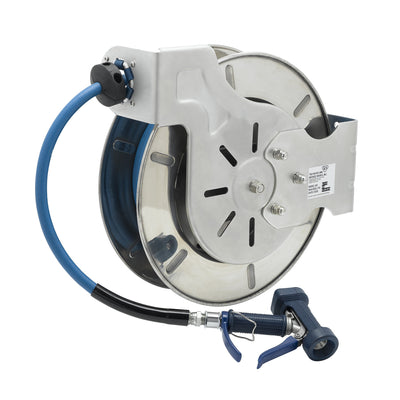 T&S Brass B-7133-07 Open SS Hose Reel - 1/2" x 35' w/ 9/16" Front Trigger Gun