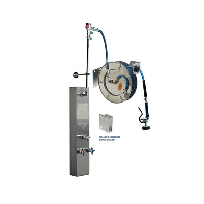 T&S Brass B-7142-U01WS8BC SS Hose Reel Surface Cabinet System - 50' Reel & Ceramas