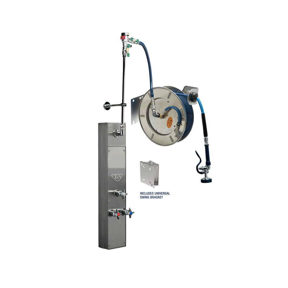 T&S Brass B-7142-U01WS8BC SS Hose Reel Surface Cabinet System - 50' Reel & Ceramas
