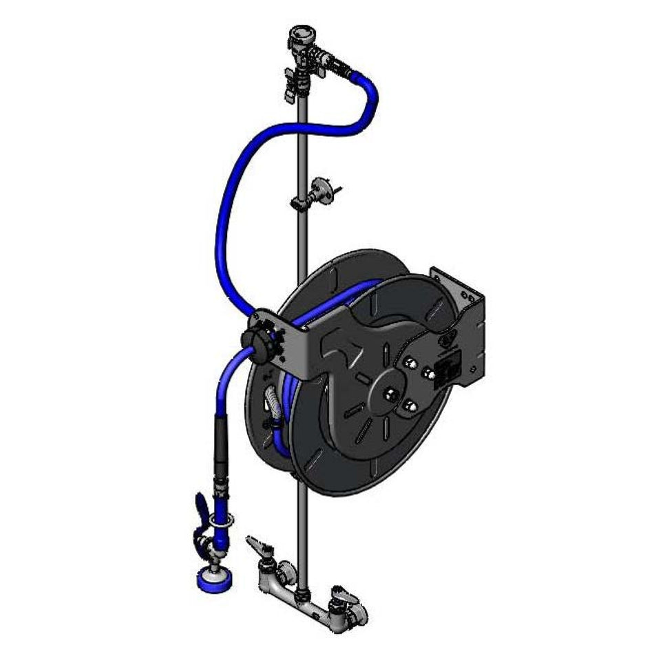 T&S Brass B-7142-U01XS1E Open SS Hose Reel System - 3/8" x 50' & Exposed Piping