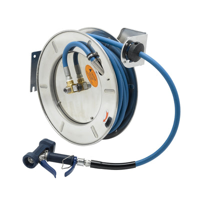 T&S Brass B-7143-07 Open SS Hose Reel - 1/2" x 50' w/ 9/16" Front Trigger Gun