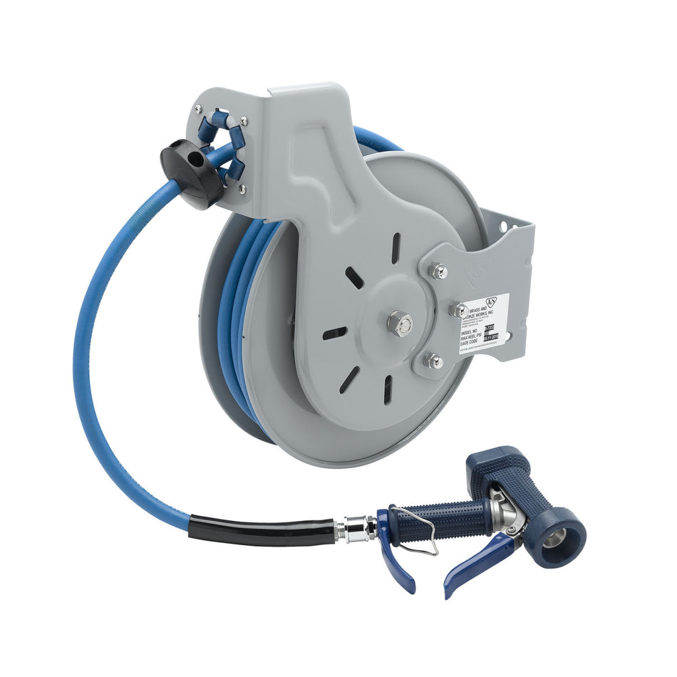 T&S Brass B-7232-05 Epoxy Coated Open Hose Reel - Front Trigger