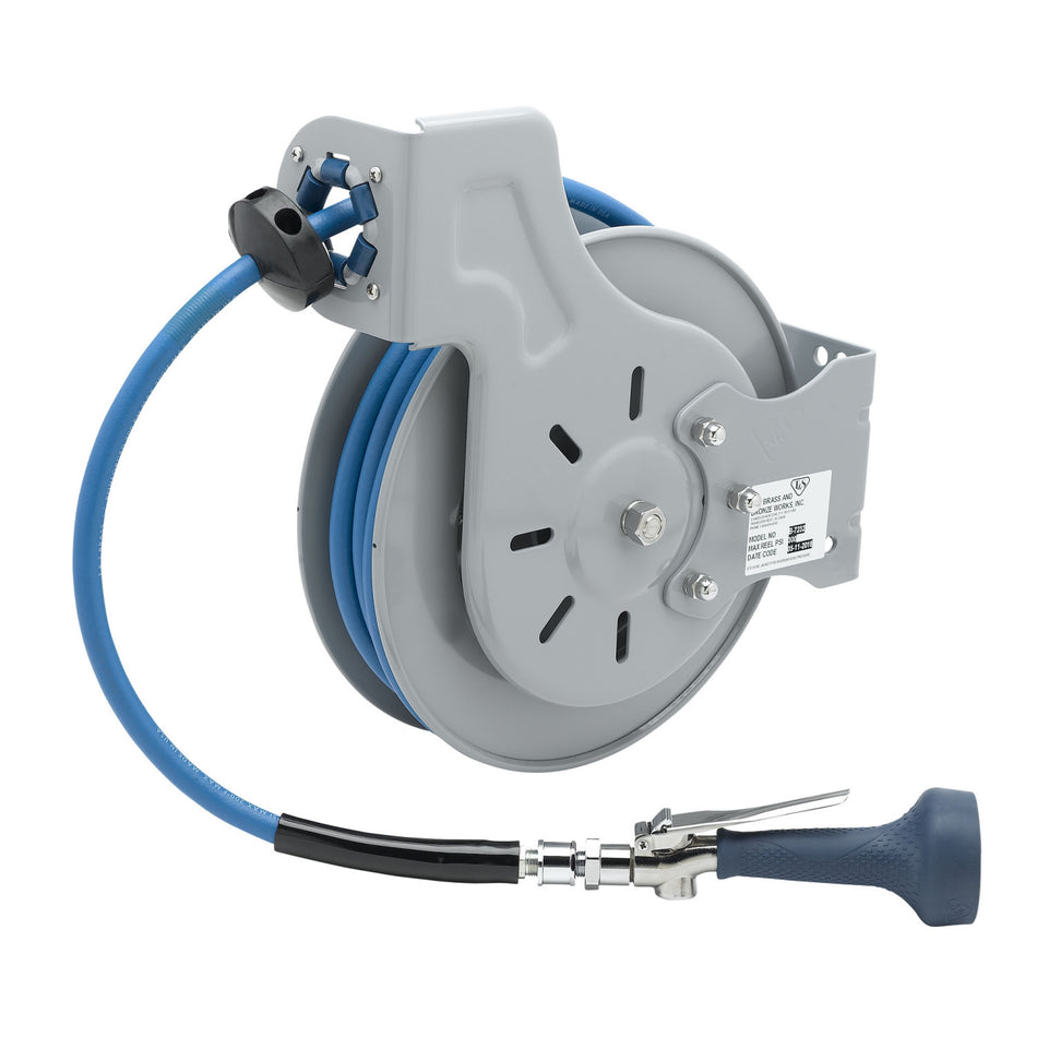 T&S Brass B-7232-08H Epoxy Coated Open Hose Reel - High-Flow Valve