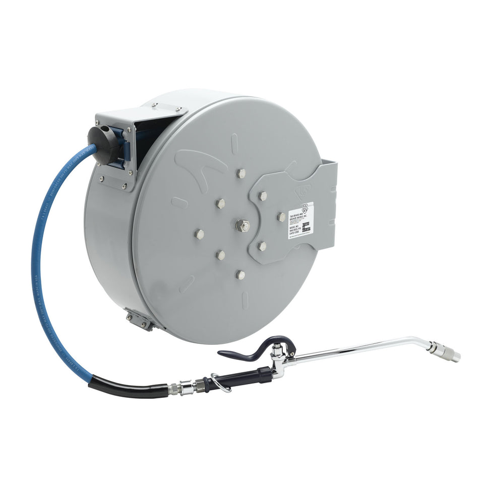 T&S Brass B-7242-C10 Enclosed 50' Hose Reel Station - Extended Spray Wand & Blue Valve
