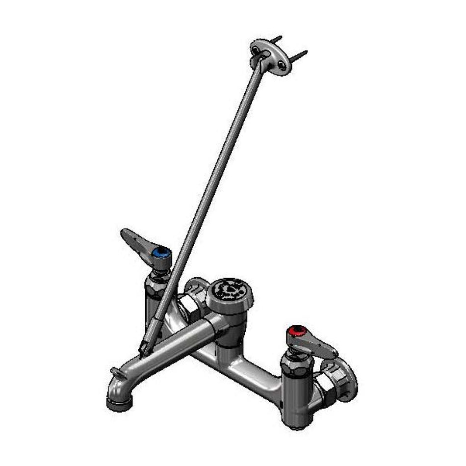 Service Sink Faucet, 8" Wall Mount, Built-In Stops, Vacuum Breaker, Rough Chrome (Buy American Act)