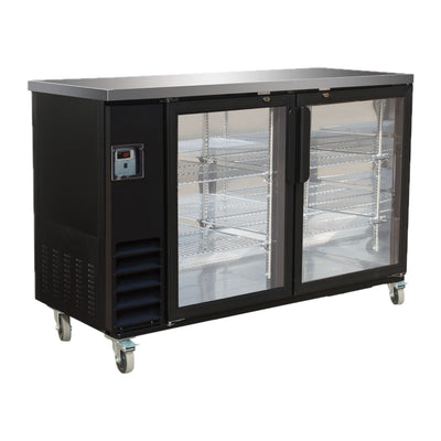Serv-Ware 61" 2-Door Glass Back Bar Cooler - Commercial Beer Refrigerator