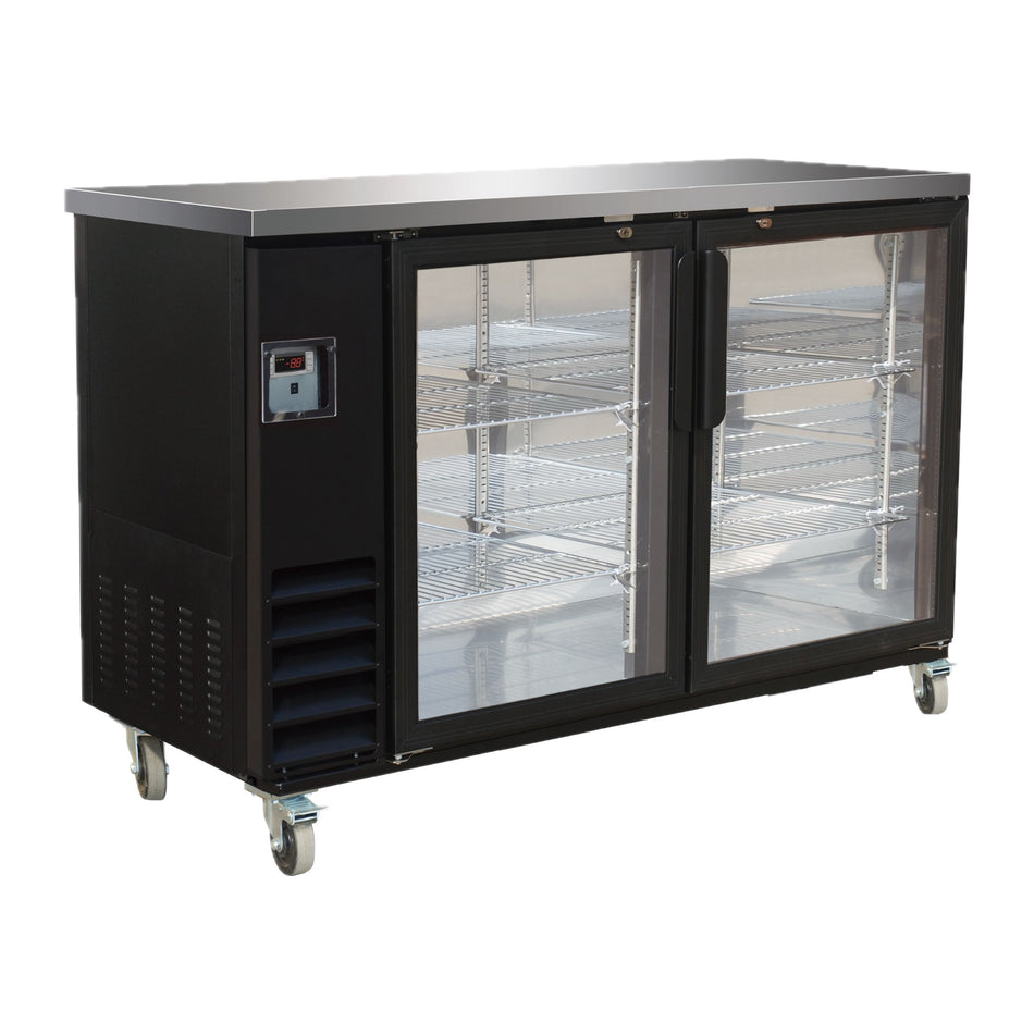Serv-Ware 61" 2-Door Glass Back Bar Cooler - Commercial Beer Refrigerator
