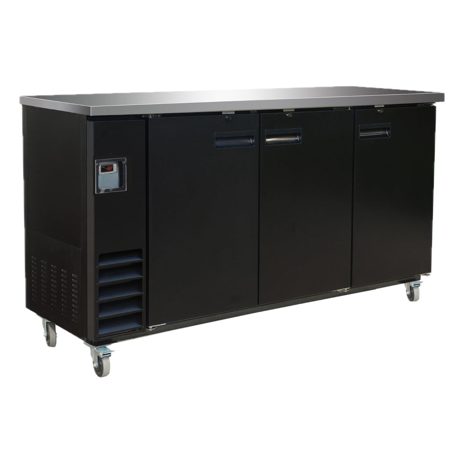 Serv-Ware 73" 3-Door Back Bar Cooler - Solid Door Commercial Refrigerator