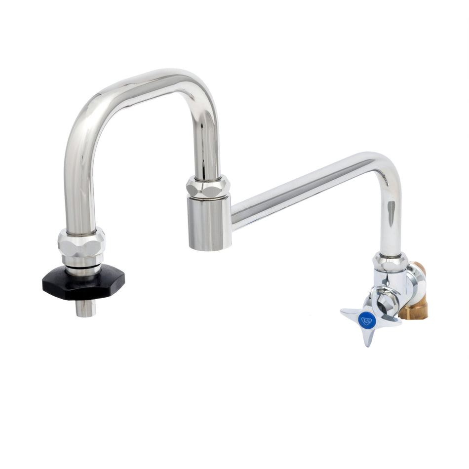 Single Wall Mount Big-Flo Faucet, 18" Double-Joint Swing Nozzle, On-Off Volume Control w/ Heat Resistant Handle, 00LL Street Elbow