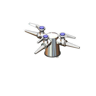 T&S Brass BL-4203-03 Tapered Lab Turret - Triple Hose Cocks & VR Mounting Pin