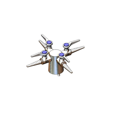 T&S Brass BL-4203-04 Tapered Lab Turret - Quadruple Hose Cocks & VR Mounting Pin