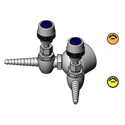 T&S Brass BL-4260-02 Lab Double Panel Flange - Dual Needle Hose Cocks & 3/8" NPT
