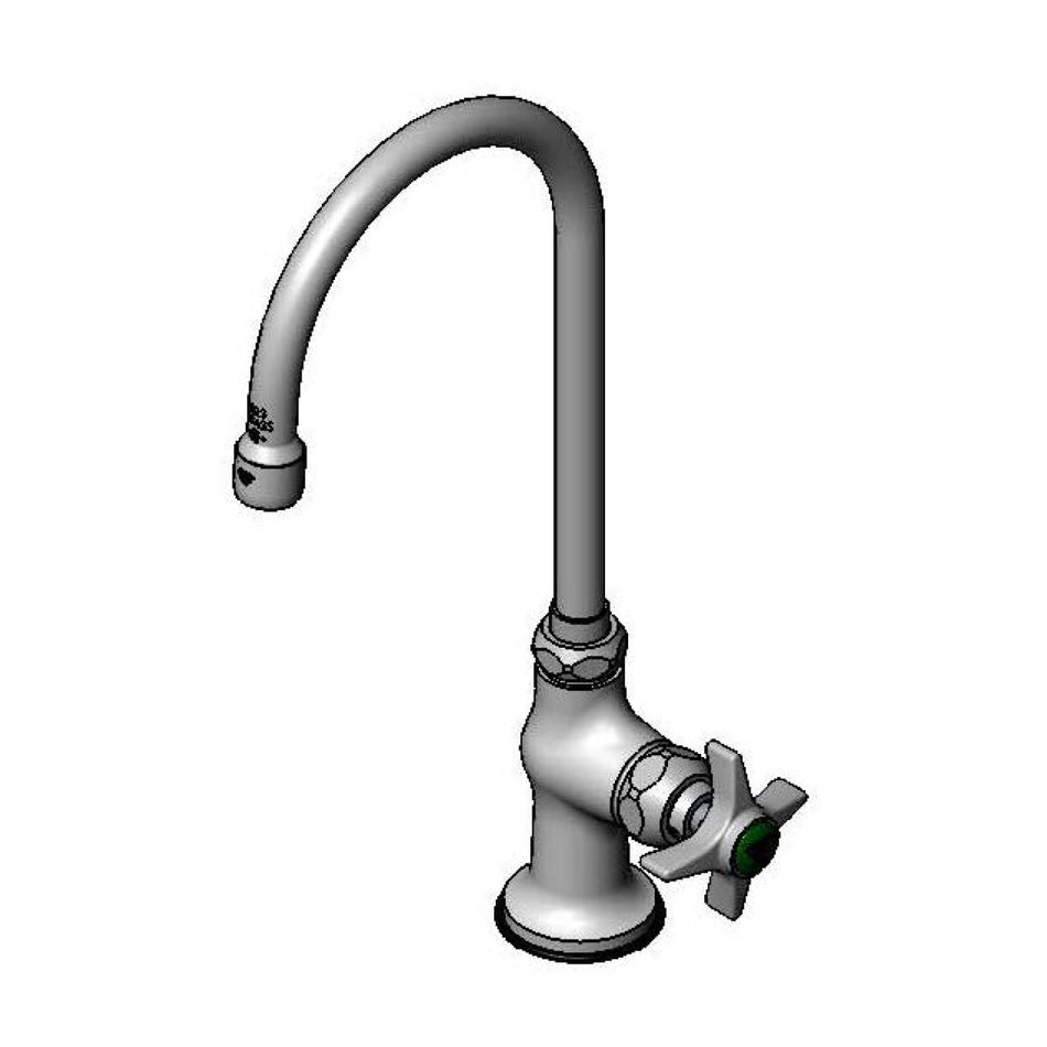 Lab Faucet, Single Temp. Control, Swivel/Rigid Gooseneck, Aerator, 1/2" NPT Male Inlet