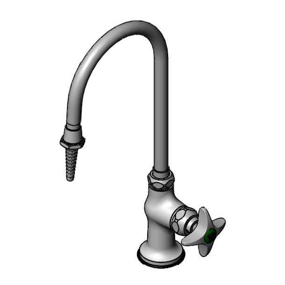 Lab Faucet, Single Temp, Swivel Gooseneck, Serrated Tip, 1/2" NPSM Male Shank