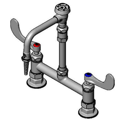 T&S Brass BL-5715-09CRWH4 Lab 8" Deck Mount Faucet - Ceramas, VB Nozzle & Wrist Handles