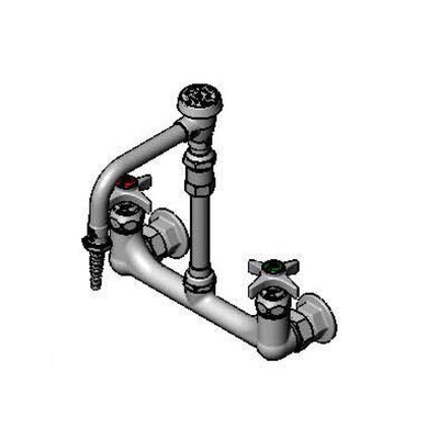T&S Brass BL-5725-09 Lab 8" Wall Mount Mixing Faucet - Swivel VB Nozzle & 4-Arm Handles
