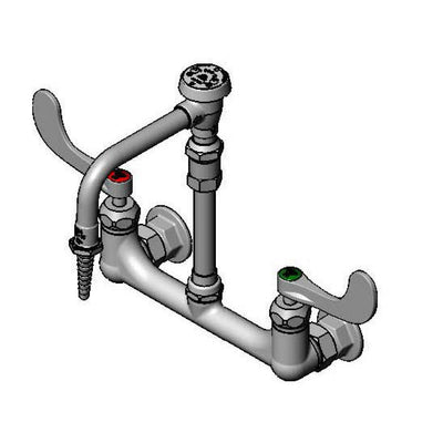 T&S Brass BL-5725-09CRWH4 Lab 8" Wall Mount Faucet - Ceramas, VB Nozzle & 4" Wrist Handles