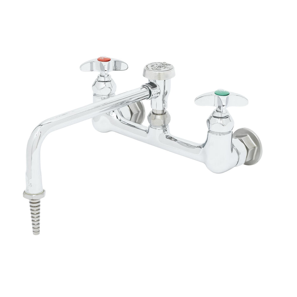 Sink Mixing Faucet, 8" Wall Mount, 9" Swing Nozzle, VB, 4-Arm Lab Handles