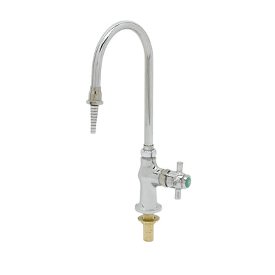 T&S Brass BL-5850-01 Lab Faucet: Single Temp Swivel Gooseneck - Fast Self-Closing Handle