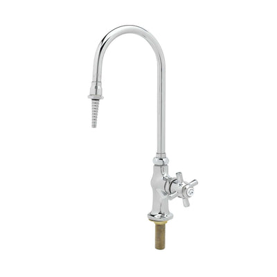 T&S Brass BL-5850-01TL Tin-Lined Wall Mount Lab Faucet - Swivel Gooseneck & Serrated Tip