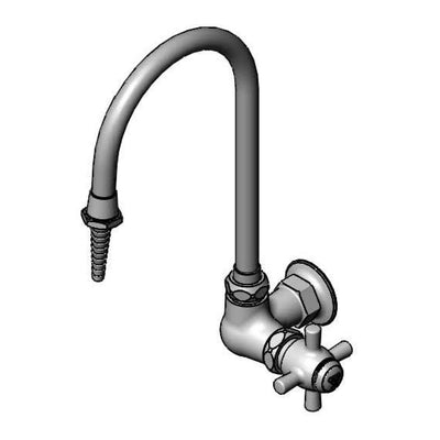 T&S Brass BL-5860-01TL Tin-Lined Wall Mount Lab Faucet - Rigid Gooseneck & Serrated Tip