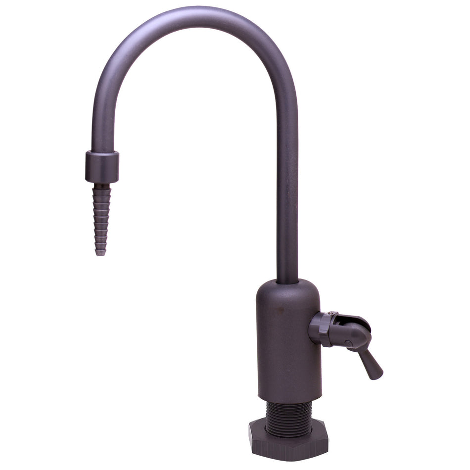 Lab Faucet, Dual-Control Handle, Gray PVC, Rigid Gooseneck, Serrated Tip, 3/8"Female Inlet (Pure Water Applications)
