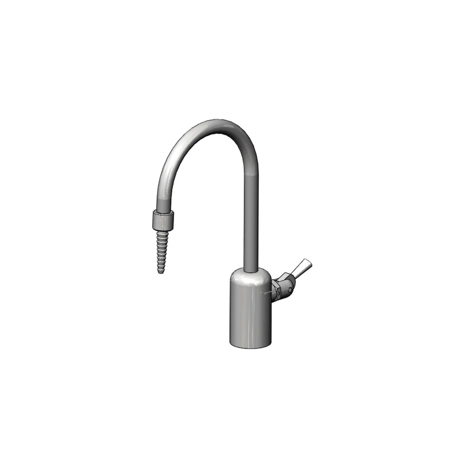 Lab Faucet, Single Control, Grey PVC, Rigid Gooseneck, Serrated Tip, 1/2" NPT Female Inlet (Pure Water Applications)