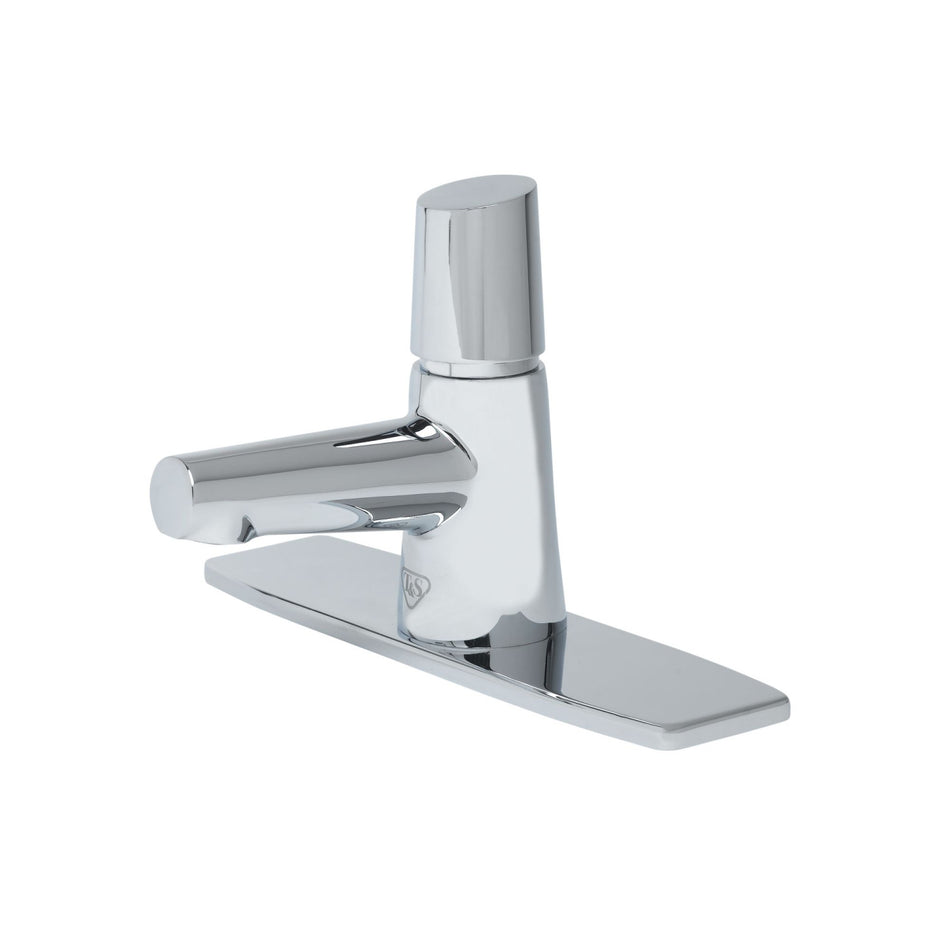 LakeCrest Aesthetic Metering Lavatory Faucet, Polished Chrome, Deck Plate