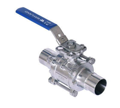 2.5" Extended Butt-Weld 3PC Encapsulated 2-Way Ball Valve - PTFE (BVBWE)  - T316L Stainless Steel - Wayland Industries - W6BVEBWE-P-25