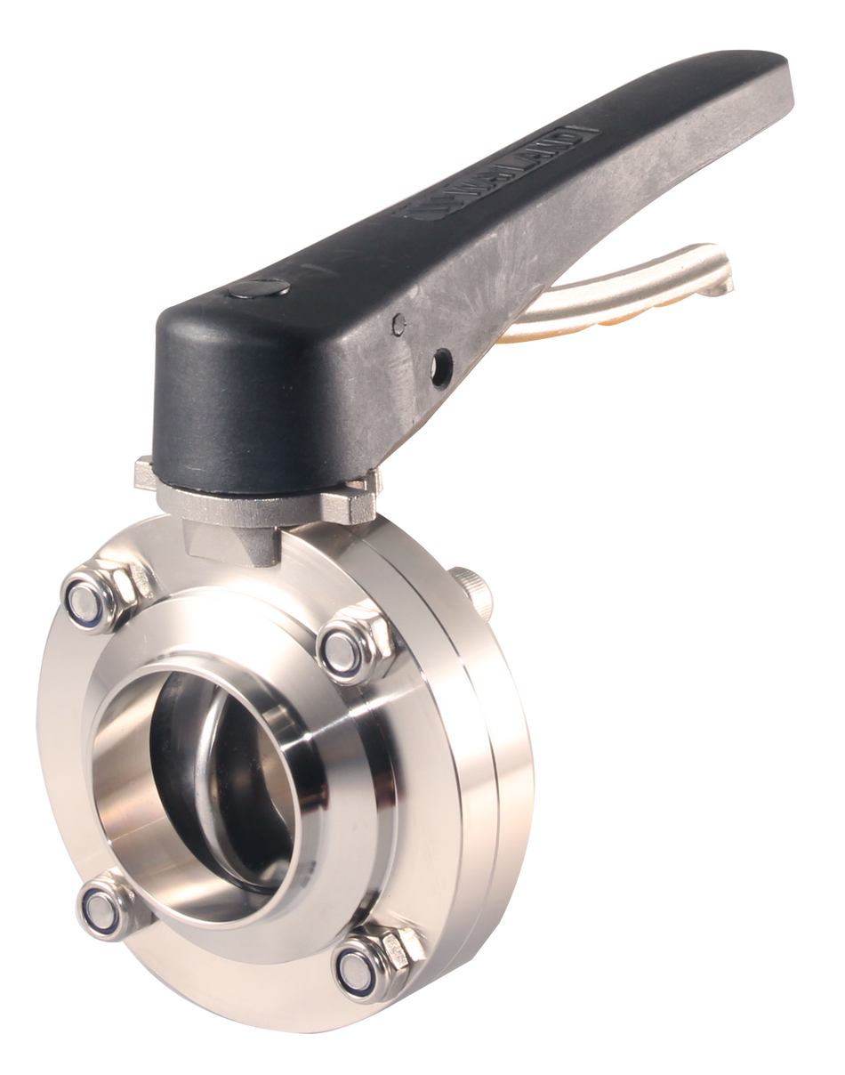 2.5" Butt-Weld Butterfly Valve Black Plastic Trigger Handle - EPDM (BFVBW-TP)  - T316L Stainless Steel - Wayland Industries - W6BFVBW-E-25-TP