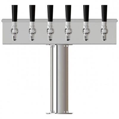 6-Faucet T-Tower with Glycol Cooling: Stainless Steel with Chrome Faucets