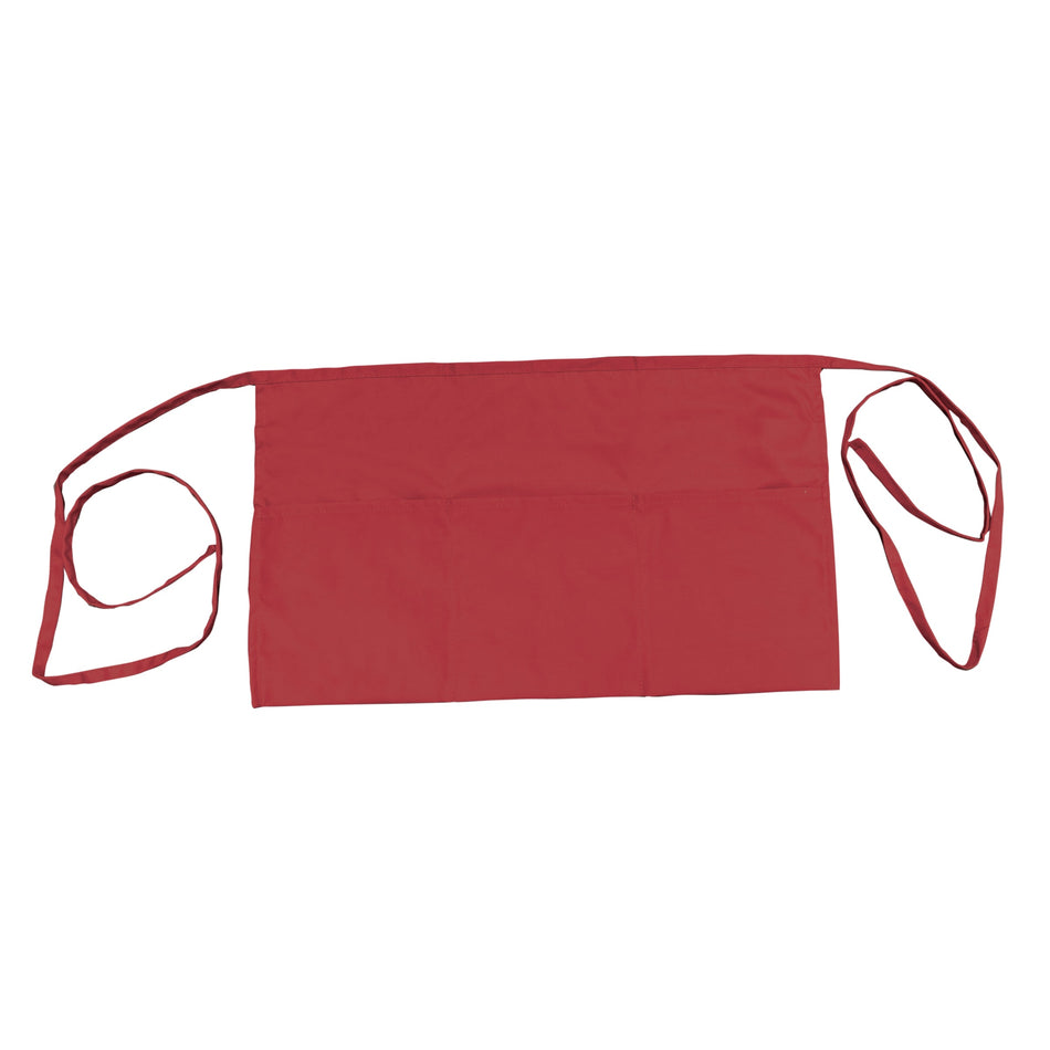 Thunder Group CA1322BG 22 Inch Waist Apron with 3 Pockets Burgundy Poly Cotton