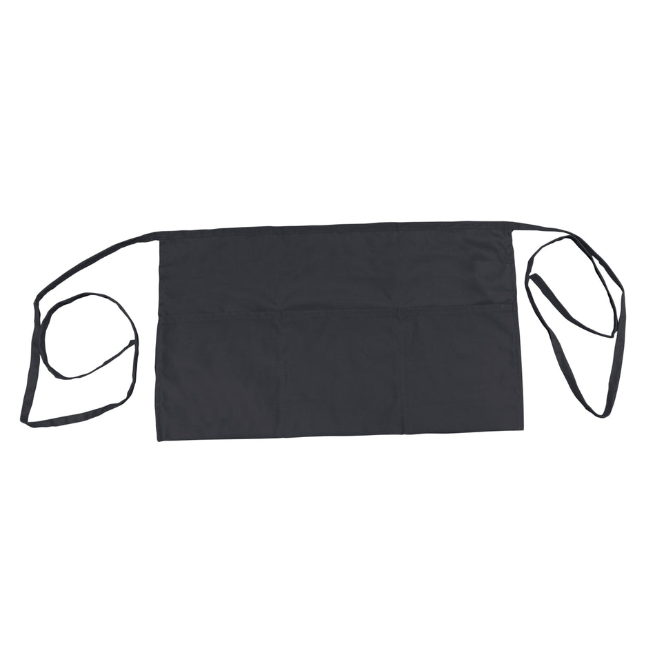 Thunder Group CA1322BK 13 Inch x 22 Inch Waist Apron with 3 Pockets Black Poly Cotton