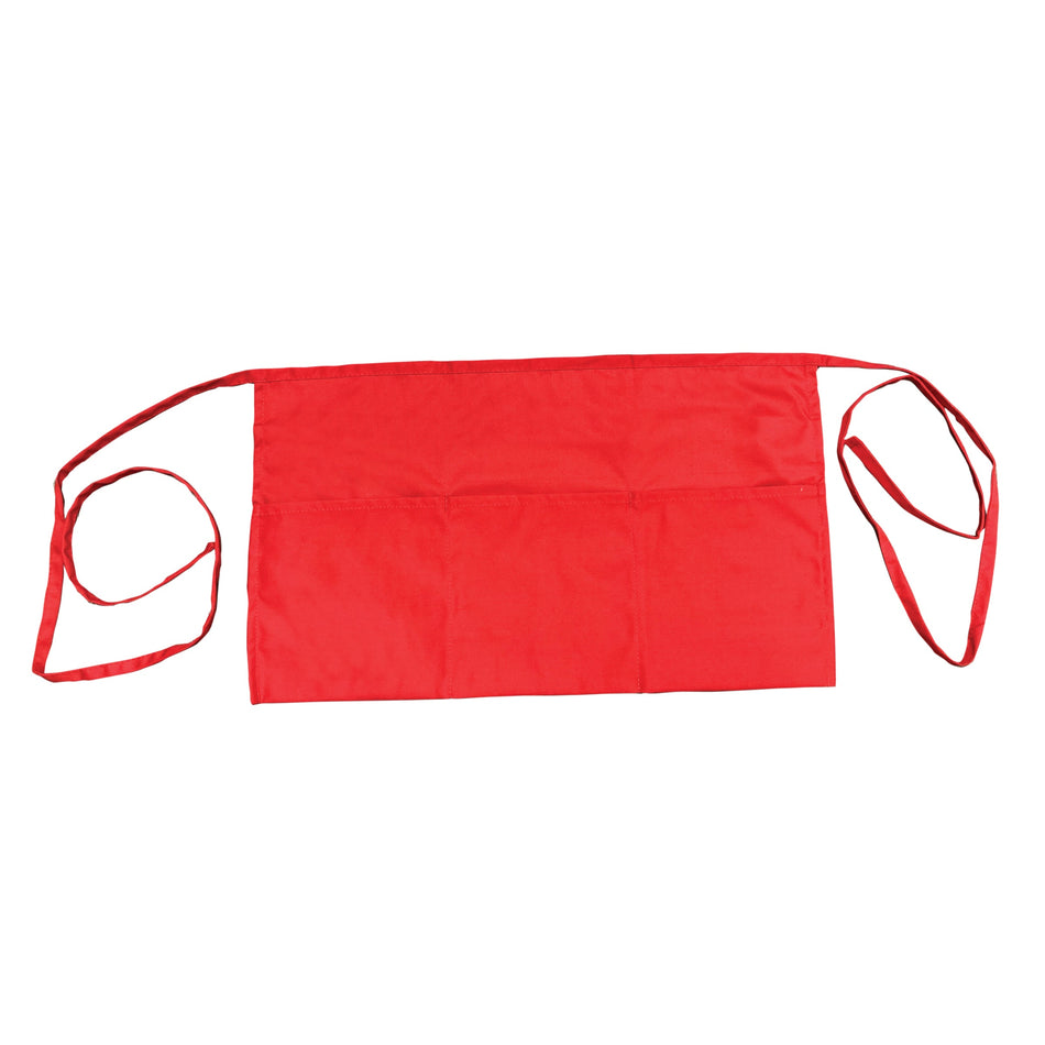 Thunder Group CA1322RD 13 Inch Waist Apron with 3 Pockets Poly Cotton Red