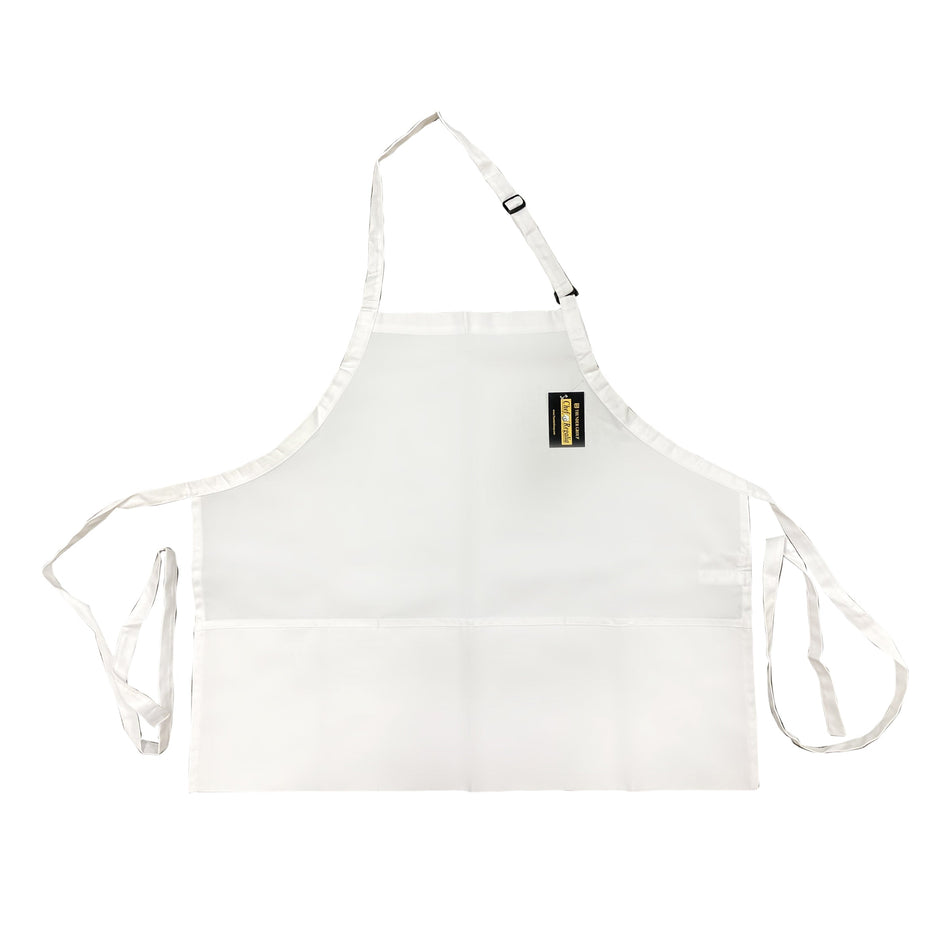 Thunder Group CA2427WH 24 Inch Bib Apron White Mid-length with 3 Pockets Poly/cotton