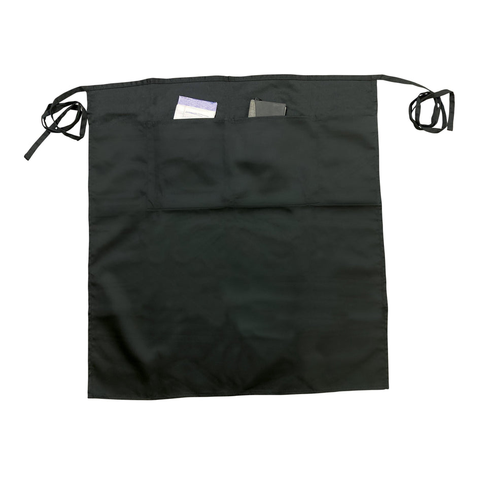 Thunder Group CA3128BK 31 Inch Black Chef Apron with 2 Pockets Poly/Cotton