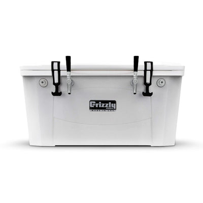 Micro Matic CB602WG-304 Grizzly 60 Qt. Jockey Box - 2 Faucets, 120' Coils, White