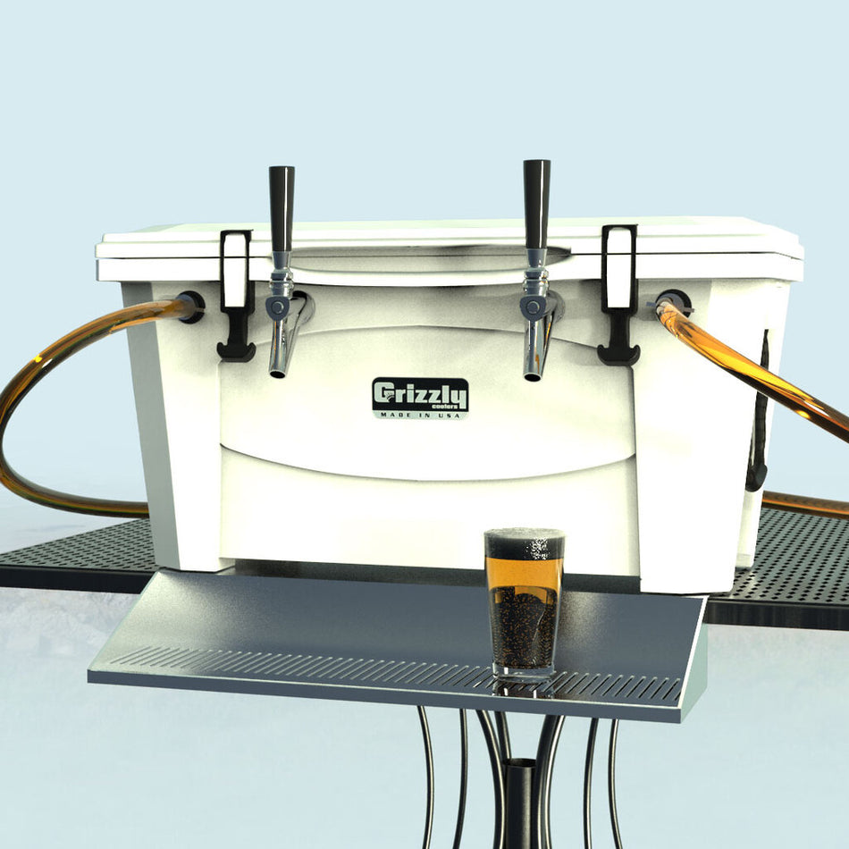 Micro Matic CB602WG-304 Grizzly 60 Qt. Jockey Box - 2 Faucets, 120' Coils, White