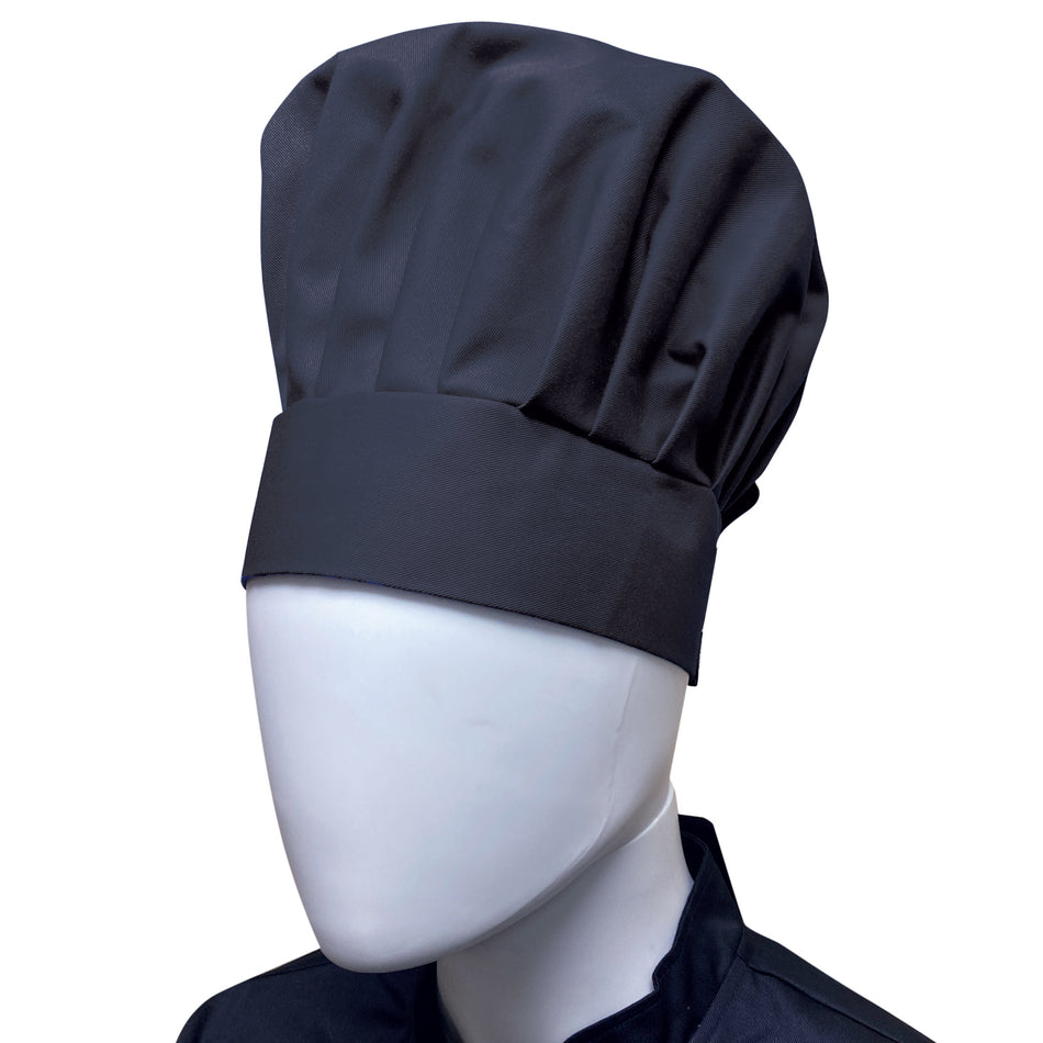 Thunder Group CH013BK Chef Hat Adjustable Velcro Closure Black Polycotton