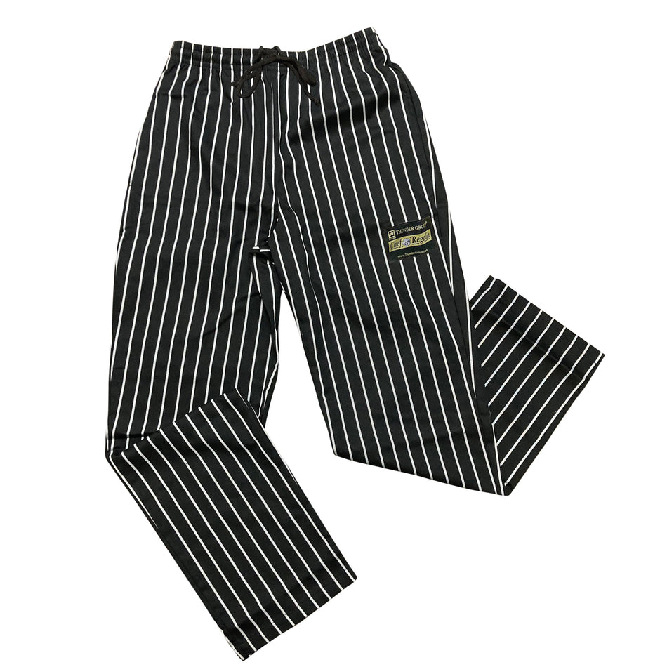 Thunder Group CHP202CHL Large Chef Pants Chalk Stripe Relaxed Fit Poly/cotton