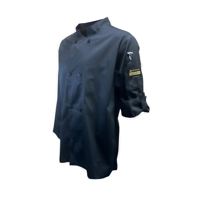 Thunder Group CJ210BK3XL 3x-Large Tapered Ventilated Chef Jacket Black Poly/Cotton