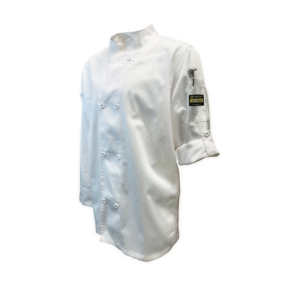 Thunder Group CJ210WHL Jacket Large French Cuffs Ventilated Long Sleeve White Poly Cotton