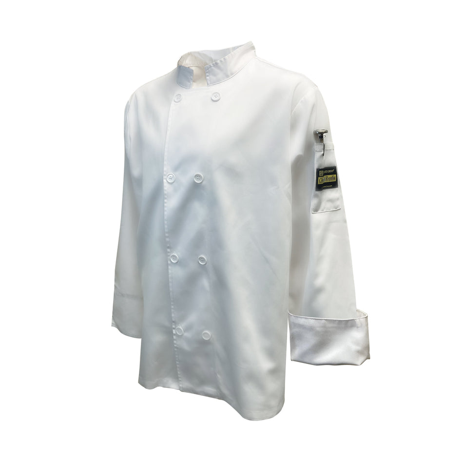 Thunder Group CJ304WHXL X-Large Men's Chef Jacket French Cuffs White Poly Cot - Tapered